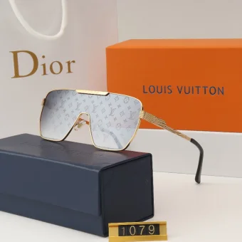 Louis Vuitton Sunglasses Gold Frame Blue Lens Eyewear