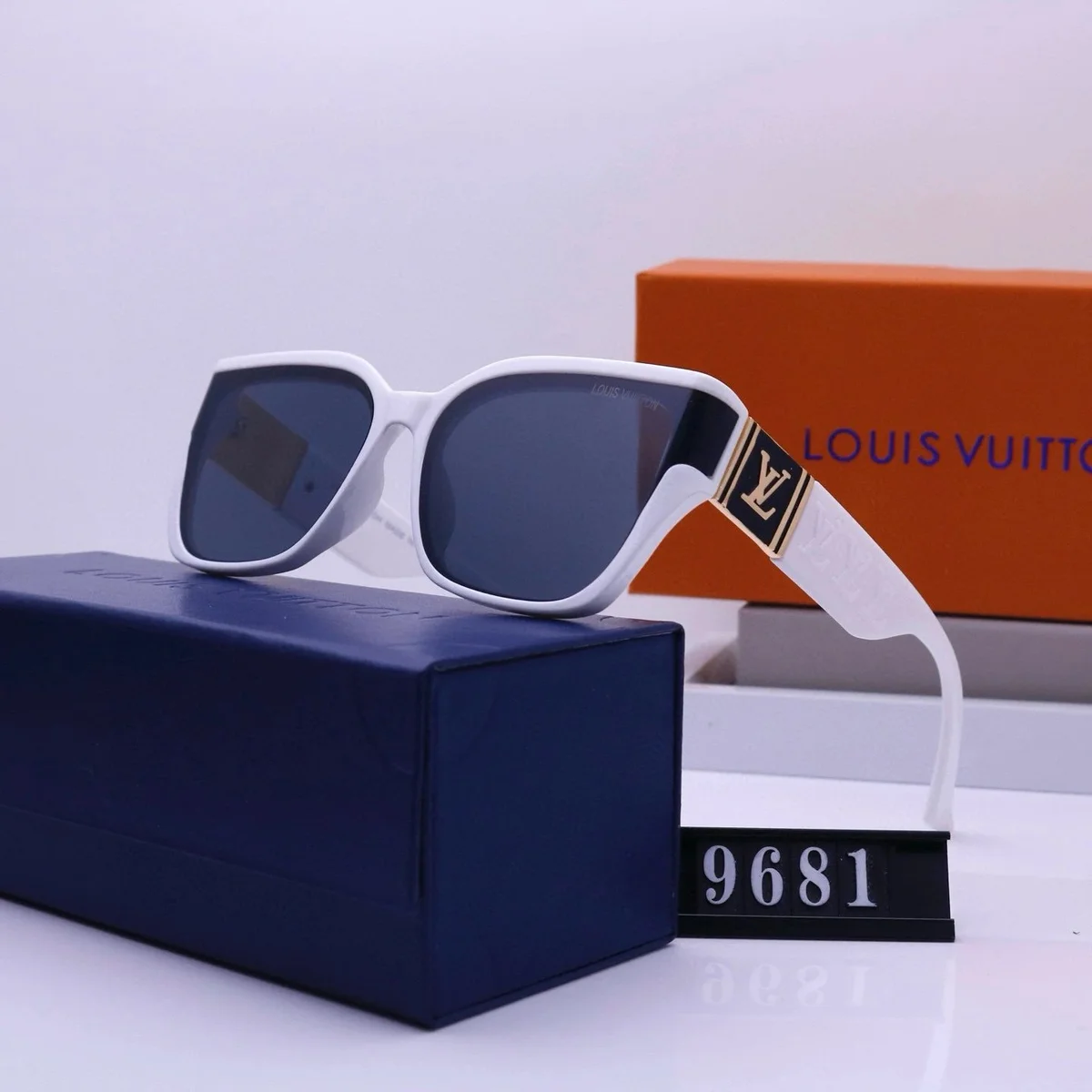 Louis Vuitton Tabi White Frame Blue Lens Sunglasses