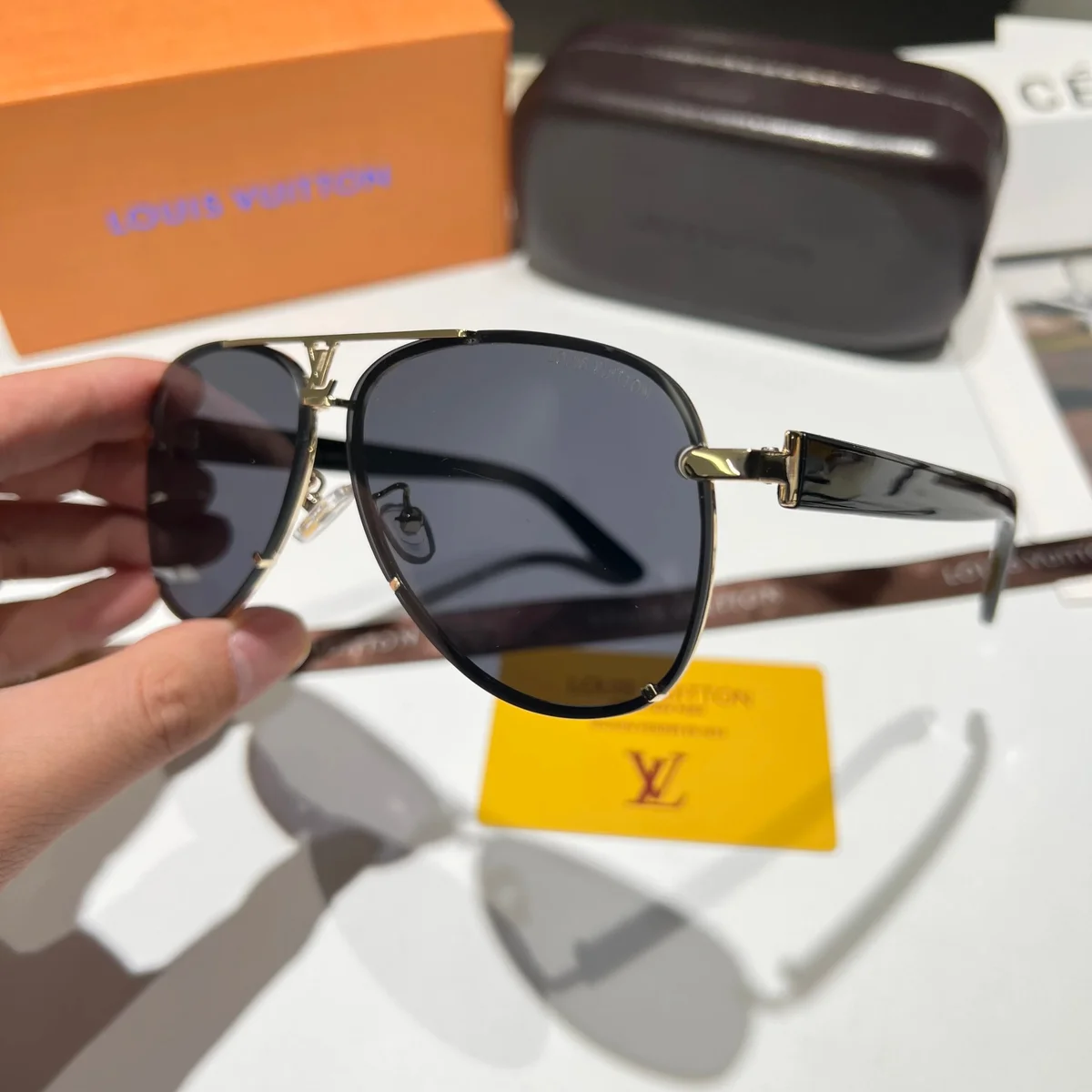 Louis Vuitton Tabi Black Aviator Sunglasses