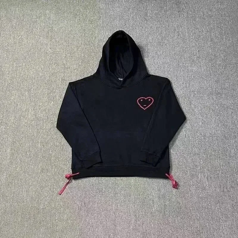 Black Heart Embroidery Oversized Hoodie