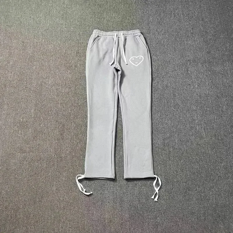 Gray Heart Print Sweatpants Casual Bottoms