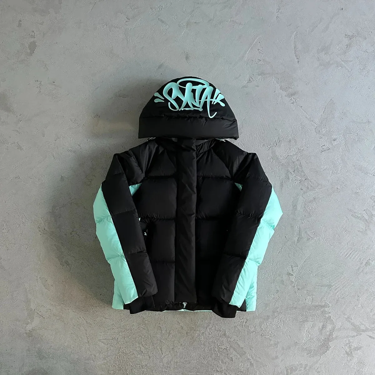 Black & Mint Green Puffer Jacket