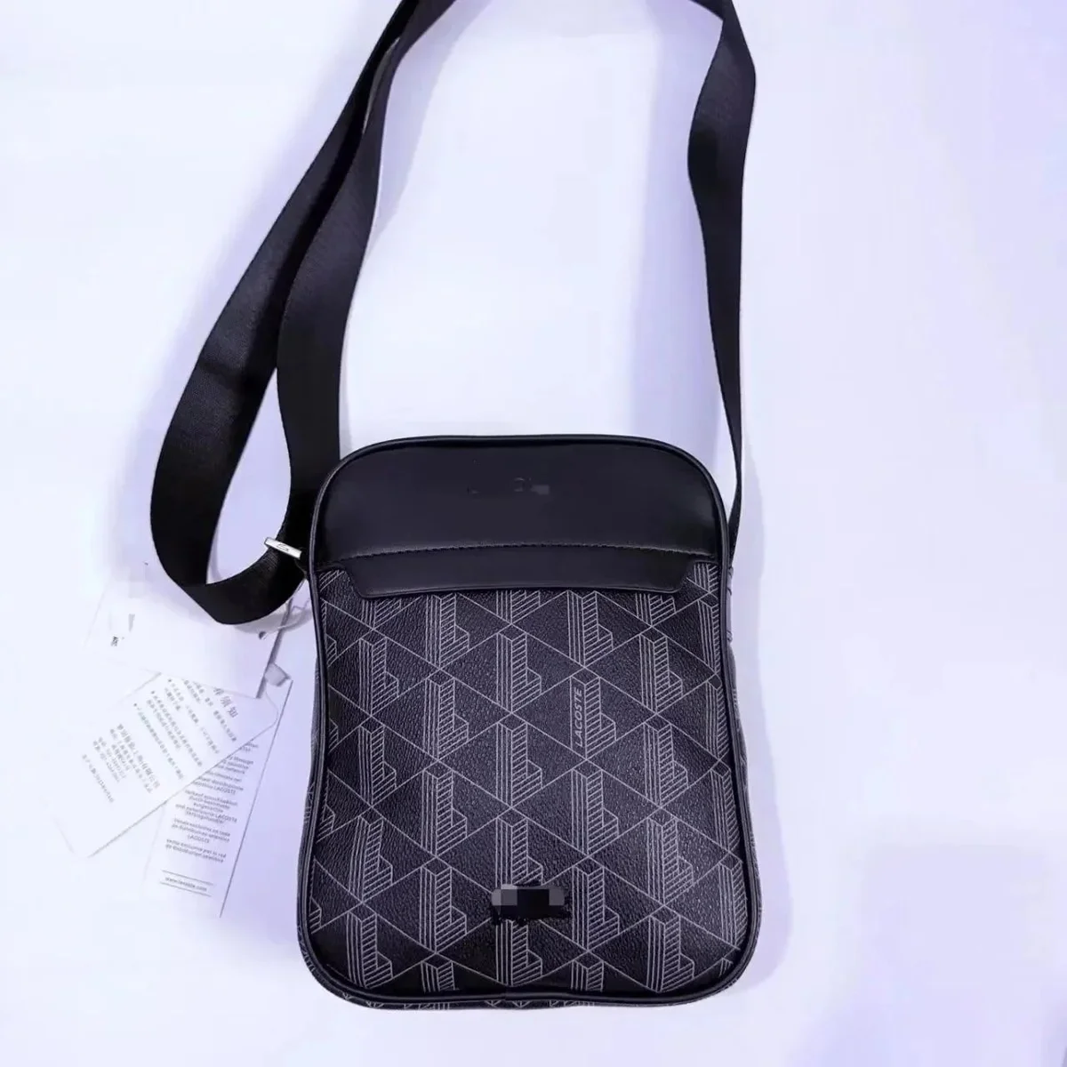 Lacoste Monogram Crossbody Bag Black