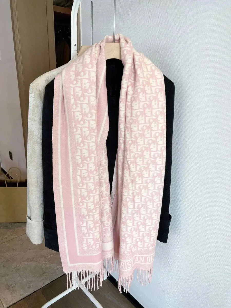 Dior Classic Logo Pink & White Scarf