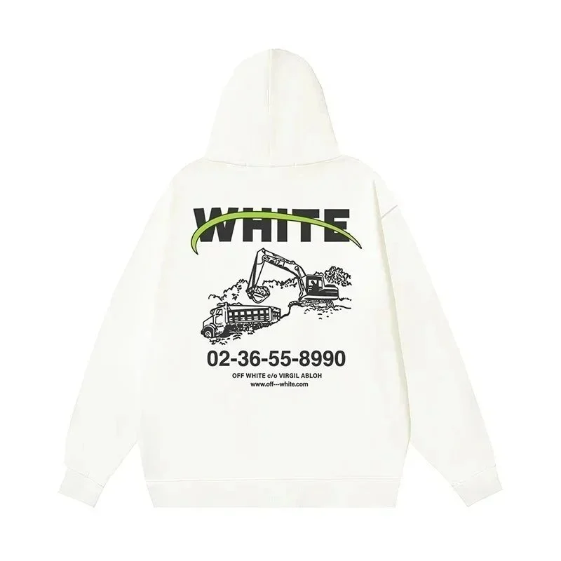 Off-White off-29-02 White Hoodie with Construction Print