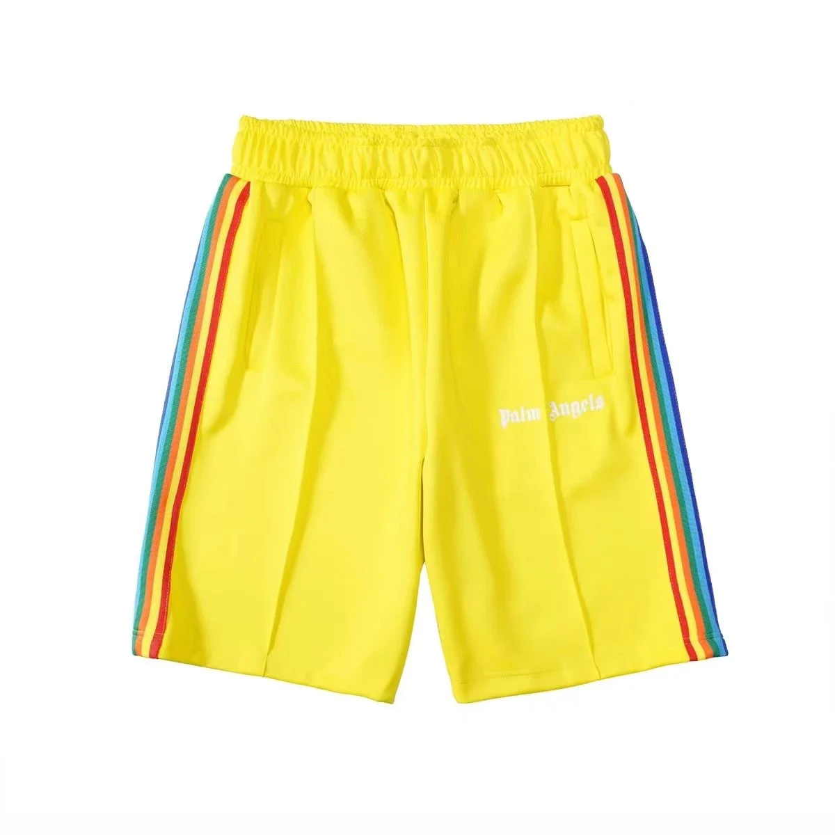 Palm Angels Track Yellow Rainbow Shorts
