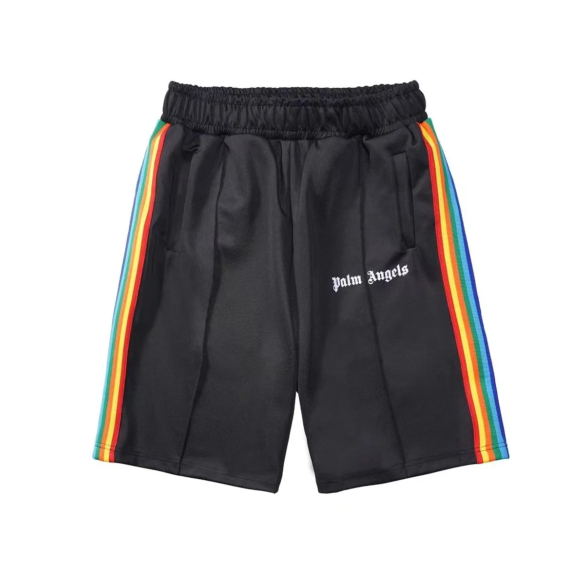 Palm Angels Track Rainbow Stripe Shorts Black