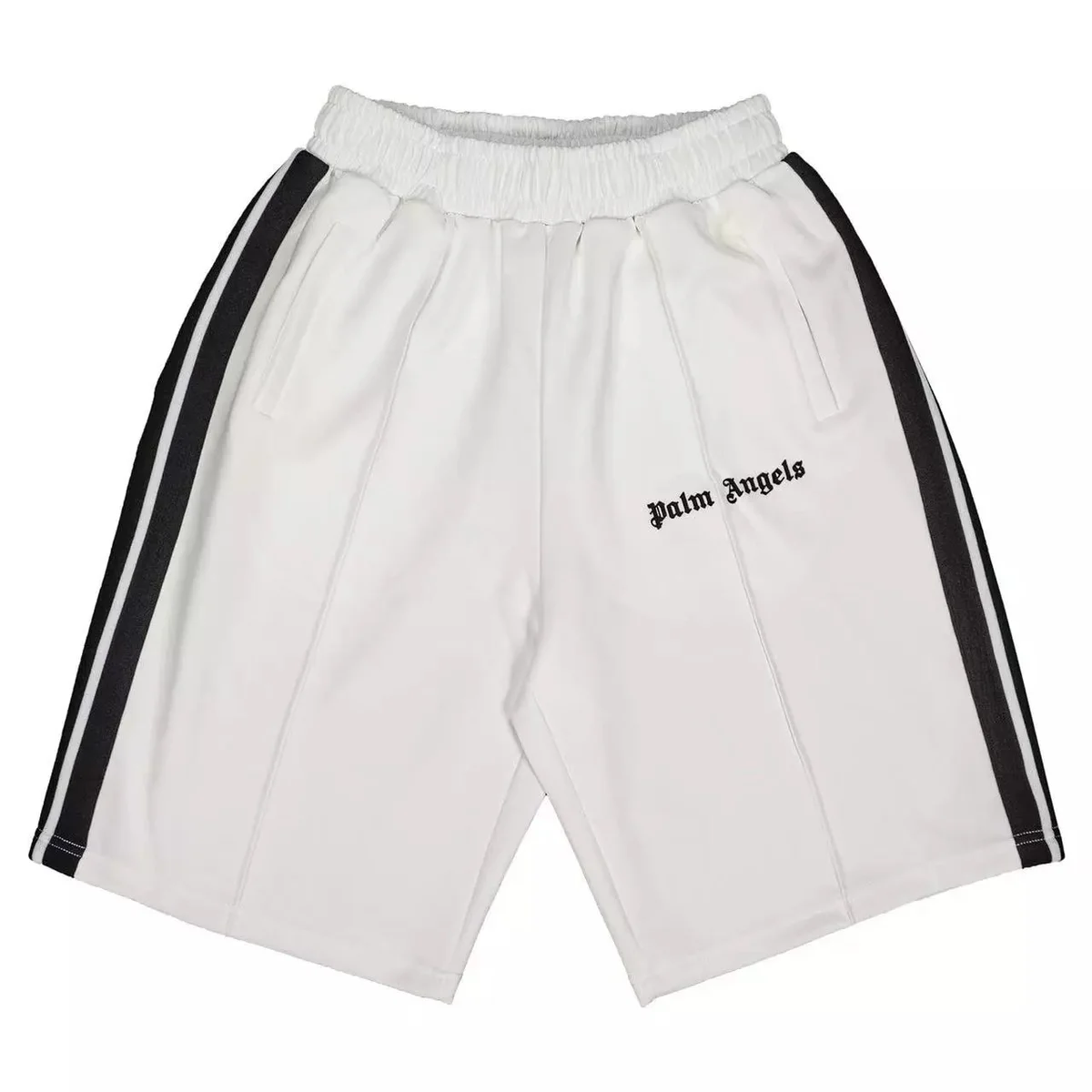 Palm Angels Track White with Black Stripes Shorts