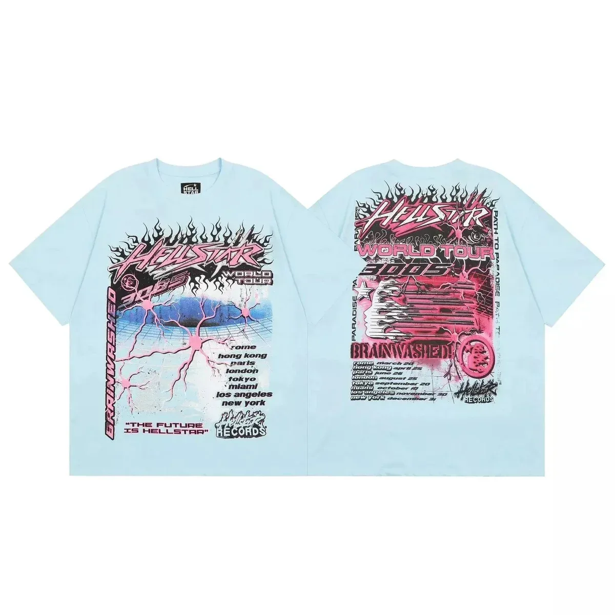 Hellstar World Tour 'Brainwashed' Light Blue T-Shirt
