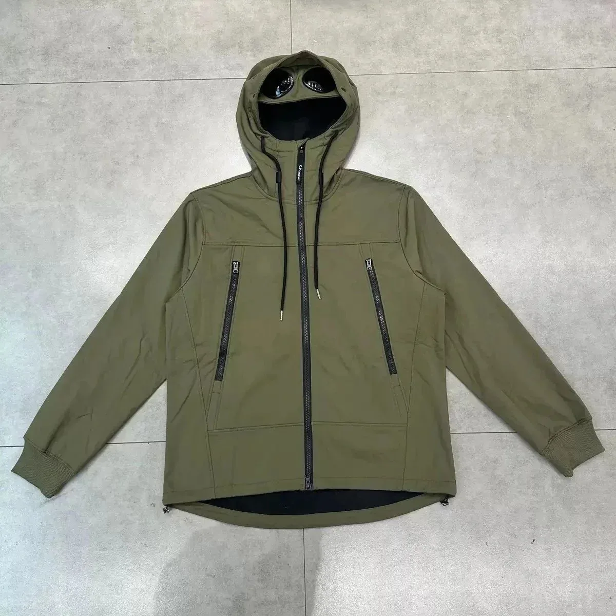 Green Goggle Zip-Up Hooded Jacket