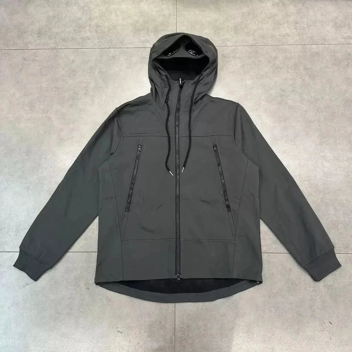 Grey Goggle Zip-Up Hooded Jacket