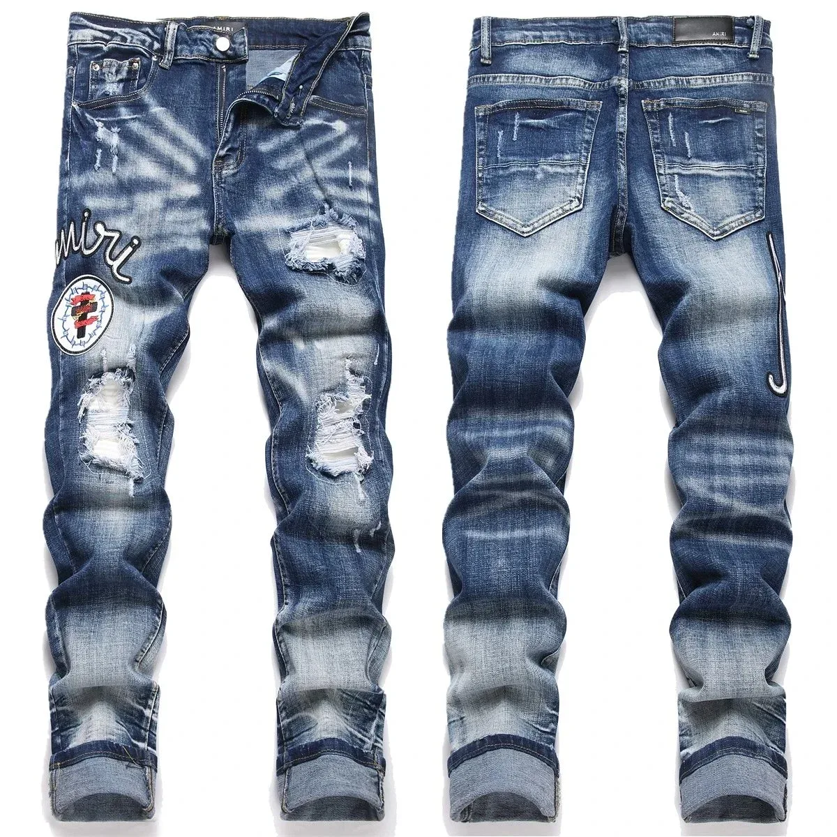 Amiri Distressed Denim Jeans Blue