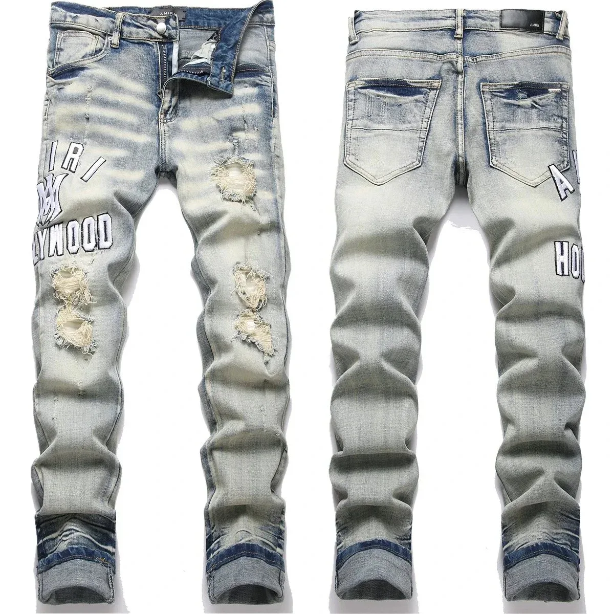 Amiri Hollywood Distressed Jeans Light Blue