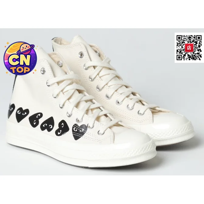Comme des Garçons Play Chuck Taylor White Hearts Sneakers