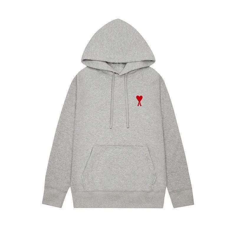 Ami Paris Grey Heart Logo Hoodie