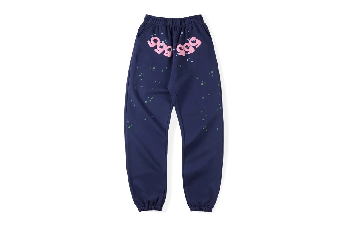 Navy Pink '999' Star Print Sweatpants