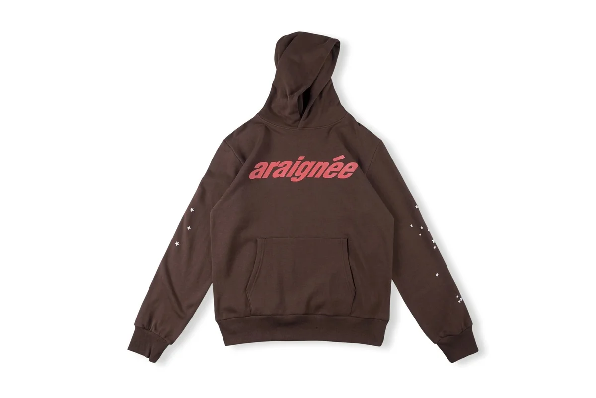 Unknown Araignée Brown Hoodie with Red Logo