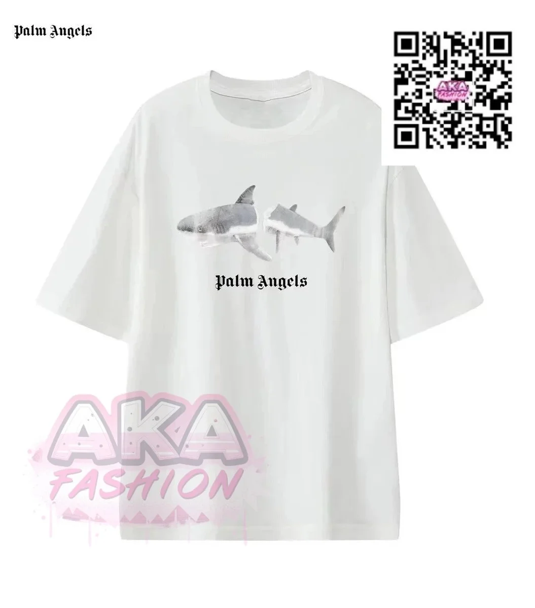 Palm Angels Shark Print White T-Shirt