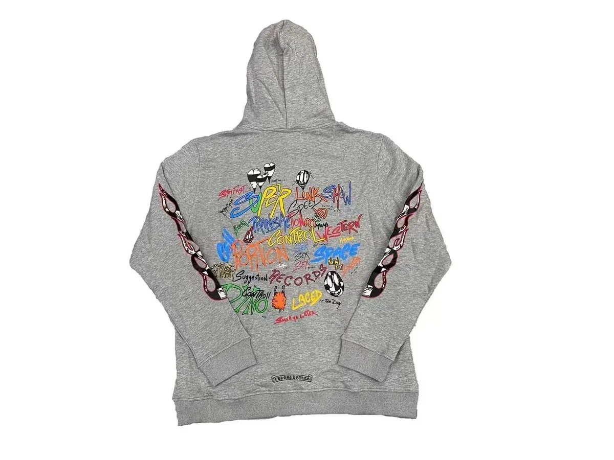 Chrome Hearts Grey Graffiti Print Hoodie