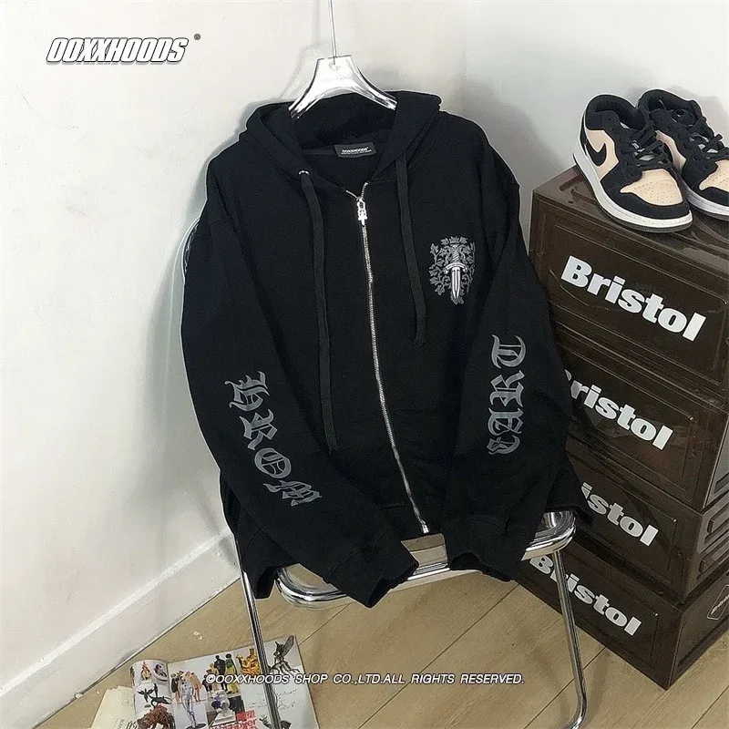 Chrome Hearts Gothic Zip-Up Hoodie Black