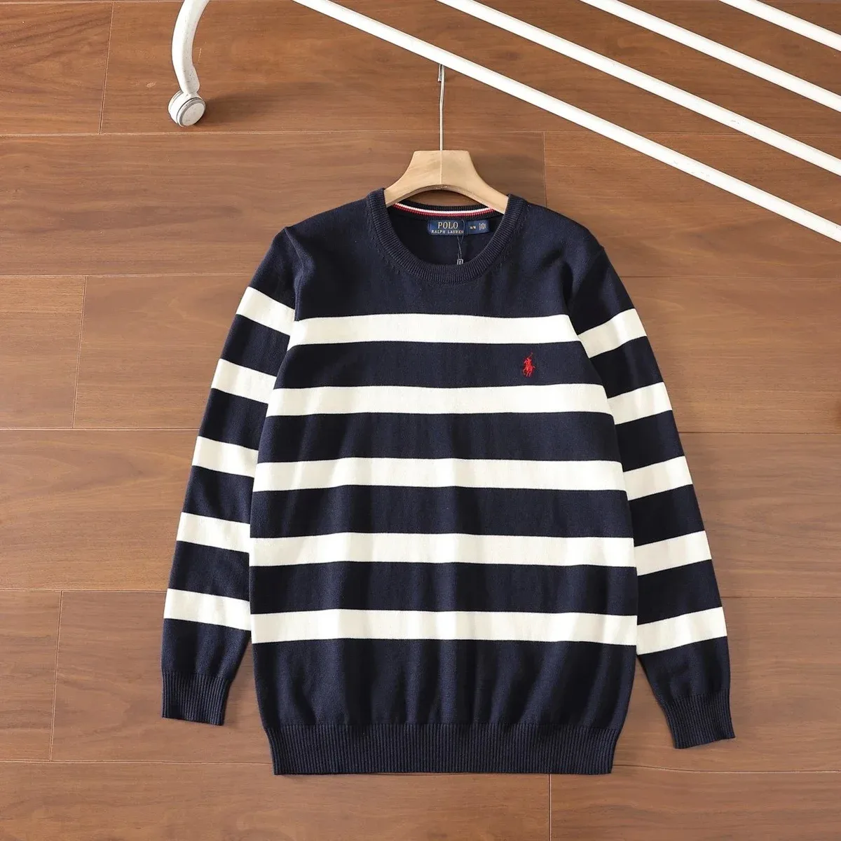 Polo Ralph Lauren Big Pony Striped Sweater Navy/White