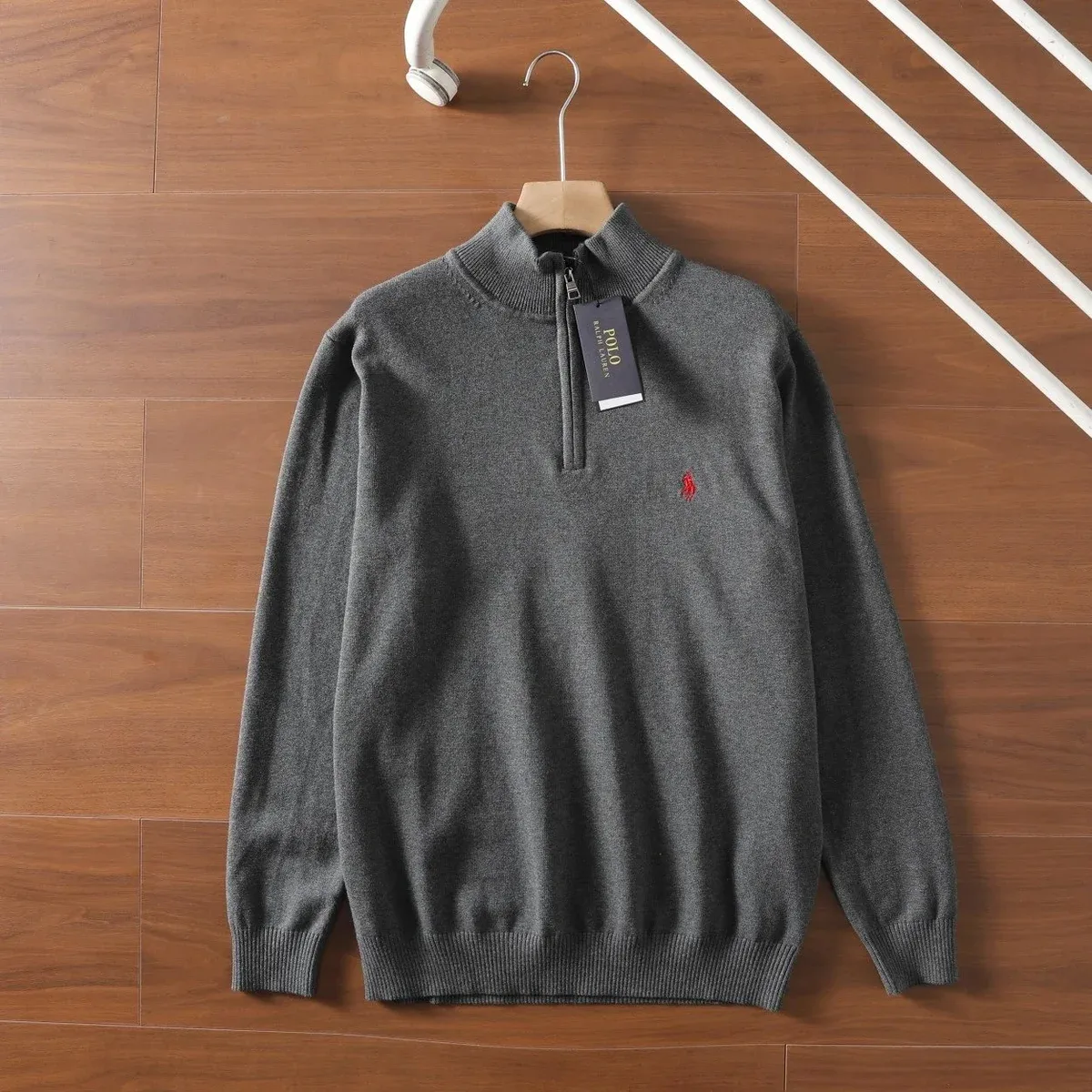 Polo Ralph Lauren Classic Logo Grey Half-Zip Sweater