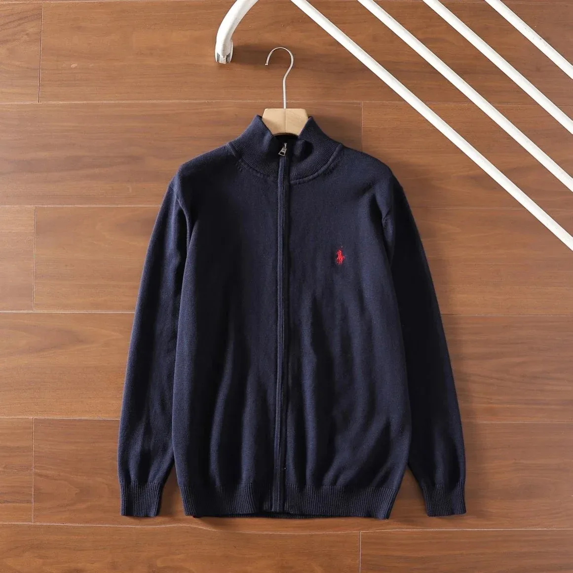 Ralph Lauren Navy Polo Pony Zip-Up Sweater