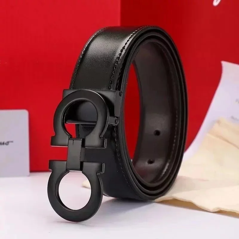 Salvatore Ferragamo Gancini Leather Belt Black