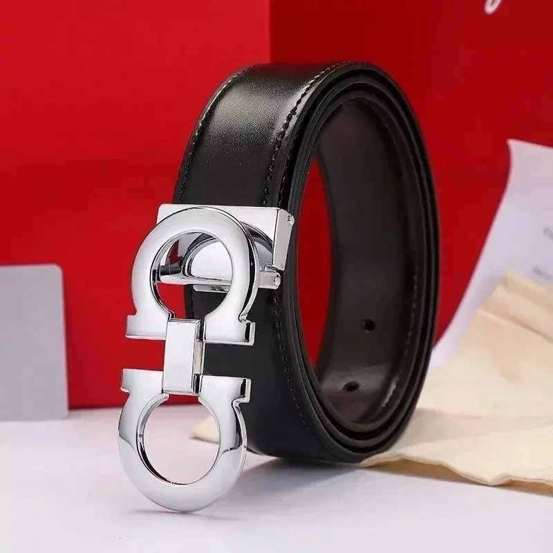 Ferragamo Gancini Black Leather Belt