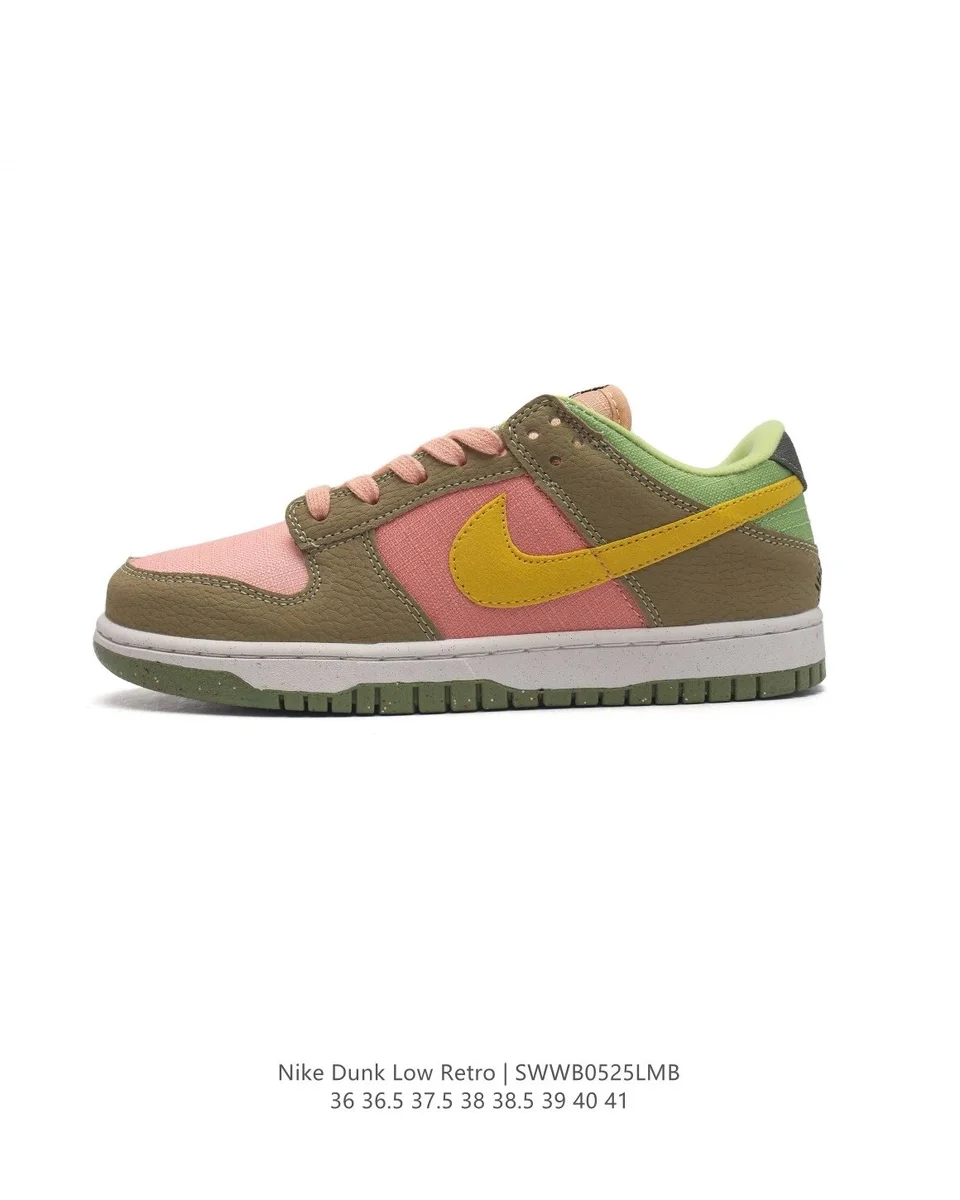 Nike Dunk Low Retro Pink Olive Green Sneakers