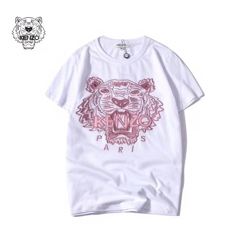 Kenzo White Tiger Embroidered T-Shirt