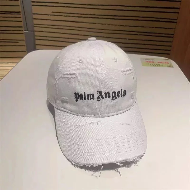 Palm Angels White PA002 Distressed Baseball Cap