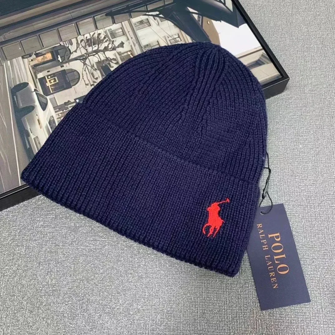 Ralph Lauren Navy Red Pony Beanie
