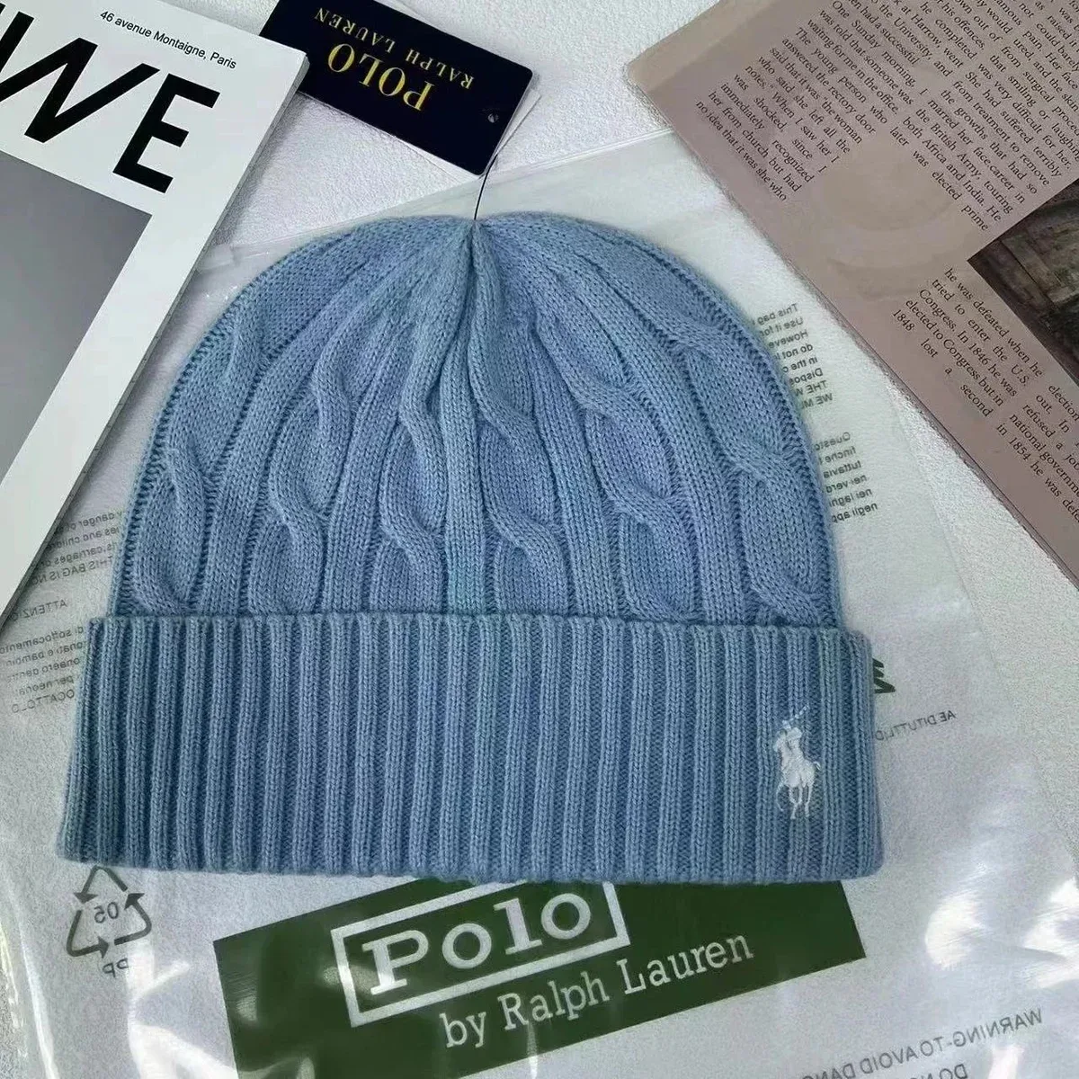 Ralph Lauren Cable Knit Beanie Light Blue