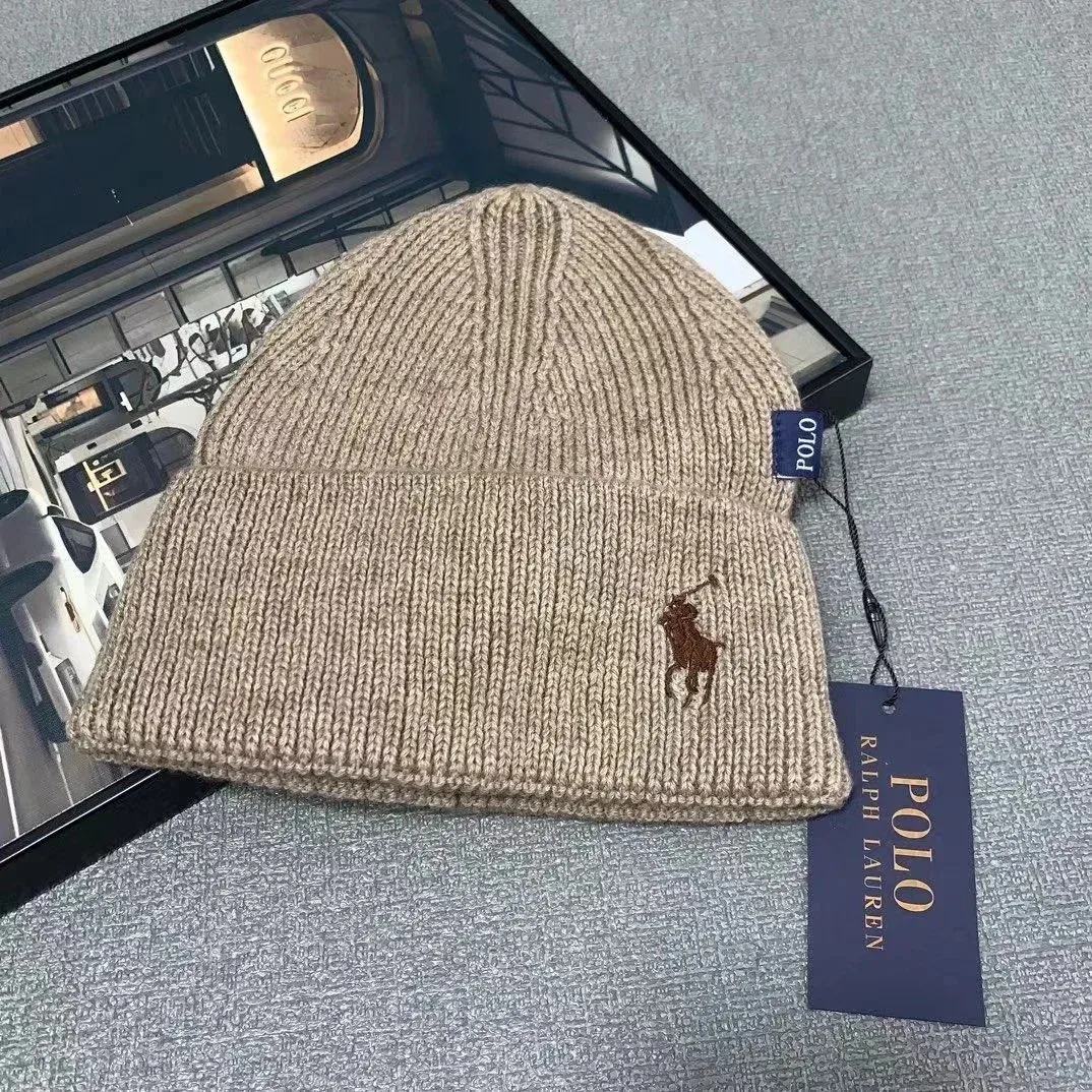 Ralph Lauren Beige Pony Knit Beanie