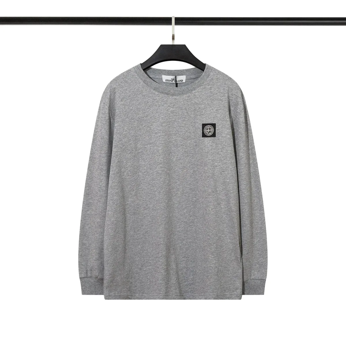 Stone Island 68-15 Grey Solid Long Sleeve T-Shirt