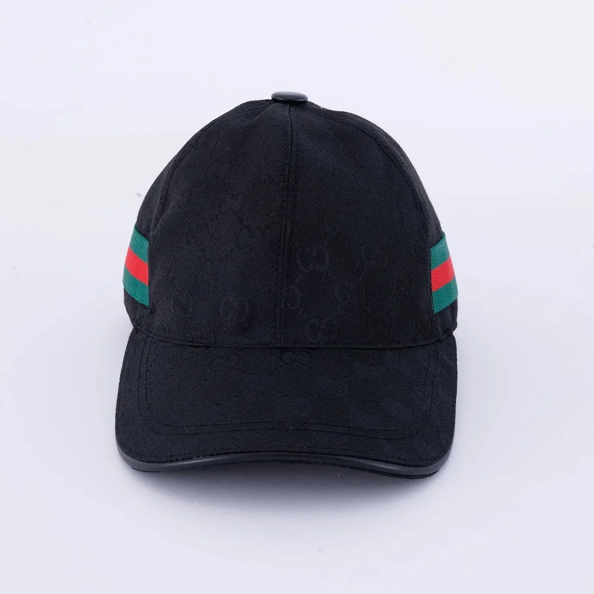 Gucci GG Monogram Cap Black Red Green Headwear