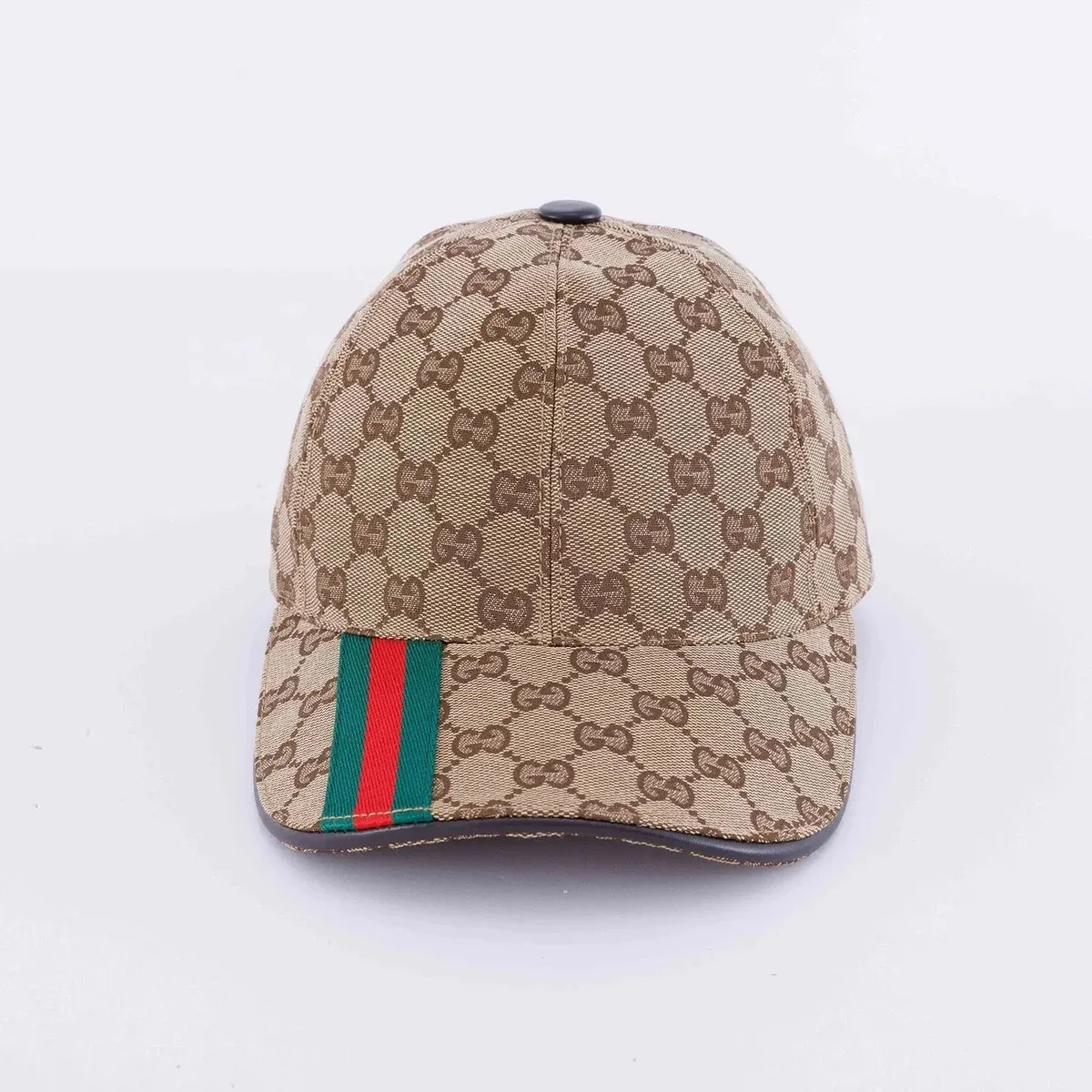 Gucci GG Supreme Beige Cap with Web Stripe