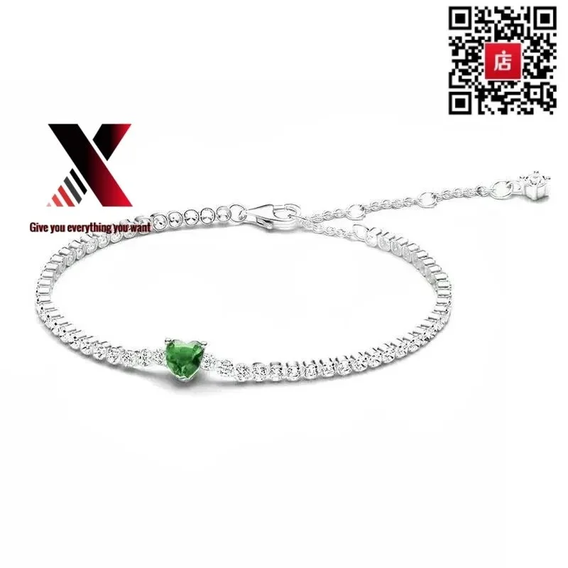 Heart-Shaped Green Crystal Bracelet