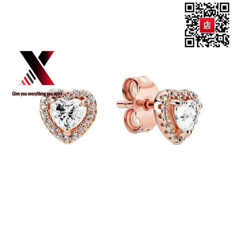 Pandora Return to Tiffany Heart Stud Earrings Rose Gold