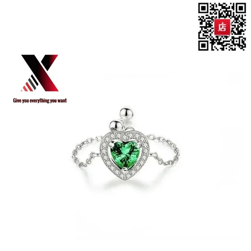 Heart-Shaped Green Gem Ring Jewelry