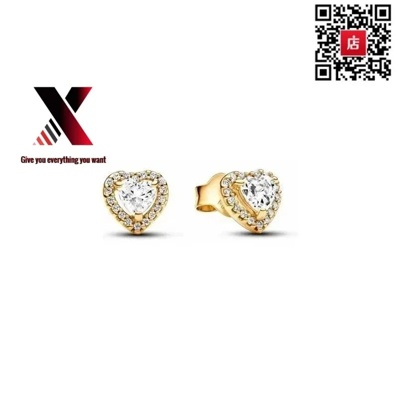Heart-Shaped Stud Earrings Gold White Jewelry