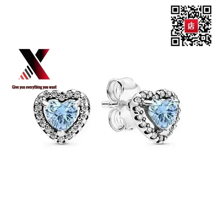 Pandora Return to Tiffany Heart Stud Earrings Blue