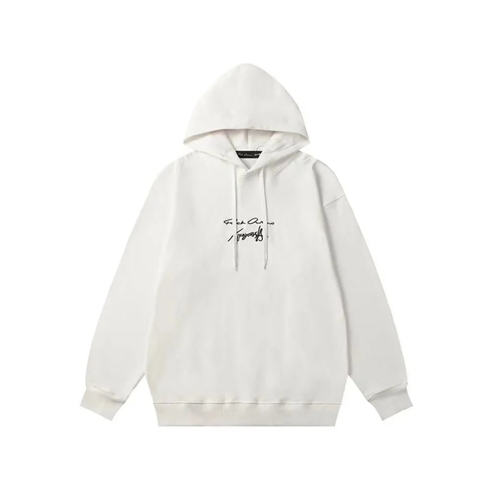 Unisex White Hoodie with Embroidered Logo