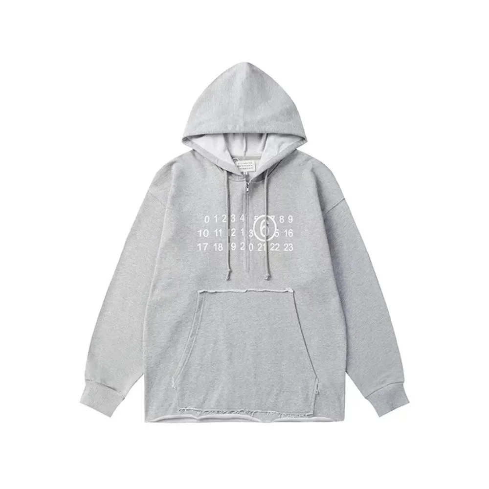 Maison Margiela Tabi Grey Hoodie with Number Print