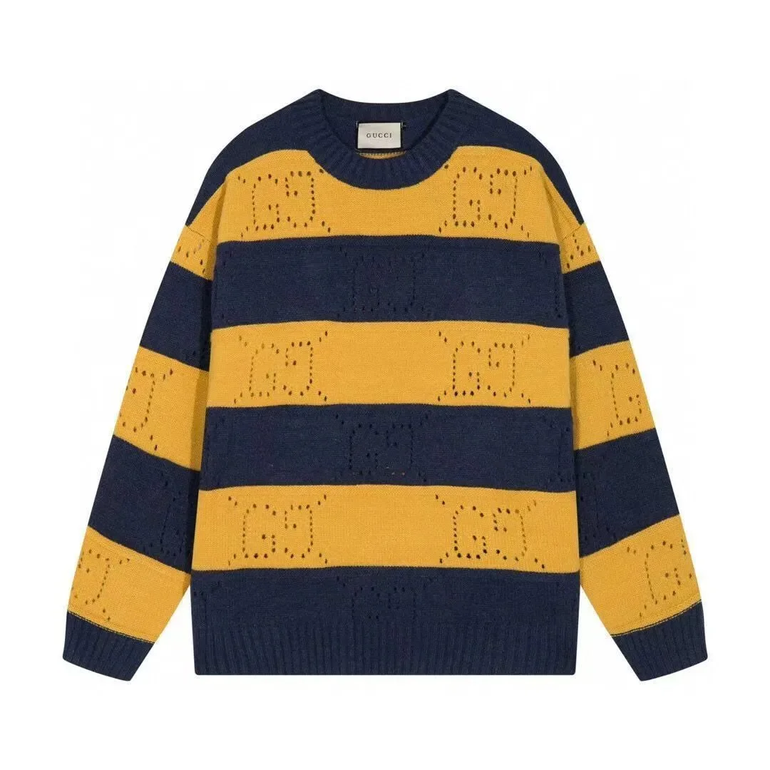 Gucci GG Logo Striped Sweater Navy/Yellow