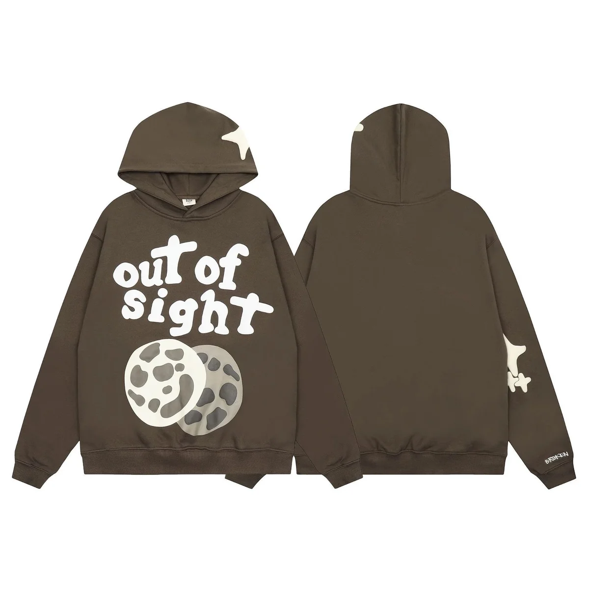 Out of Sight Hoodie Brown Moon Print Sweatshirt