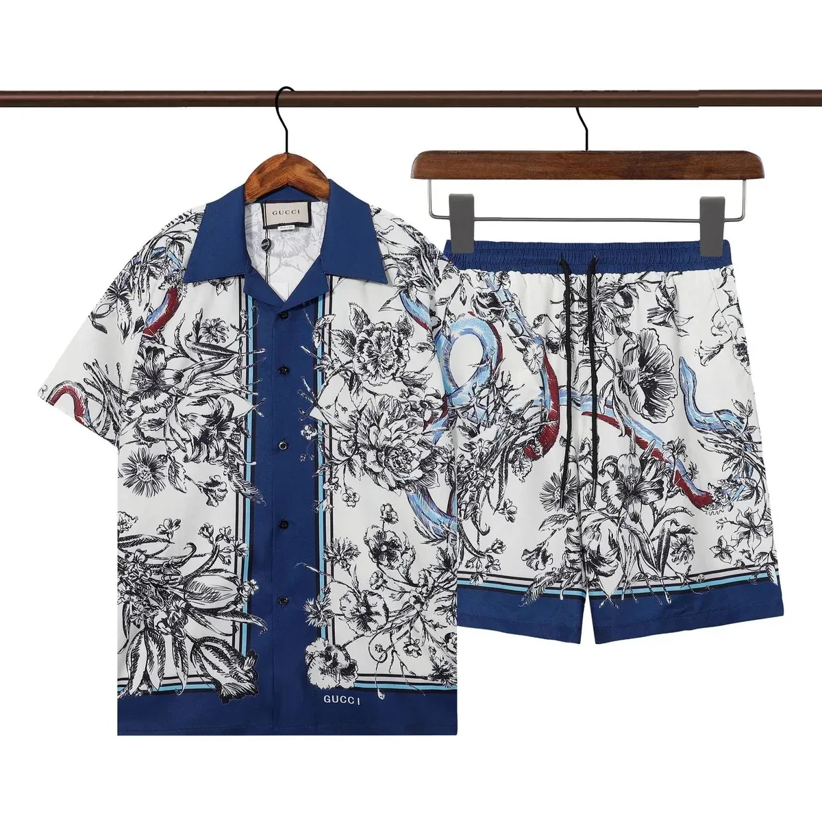 Gucci Floral Print Shirt & Shorts Set White/Blue Co-ord Set