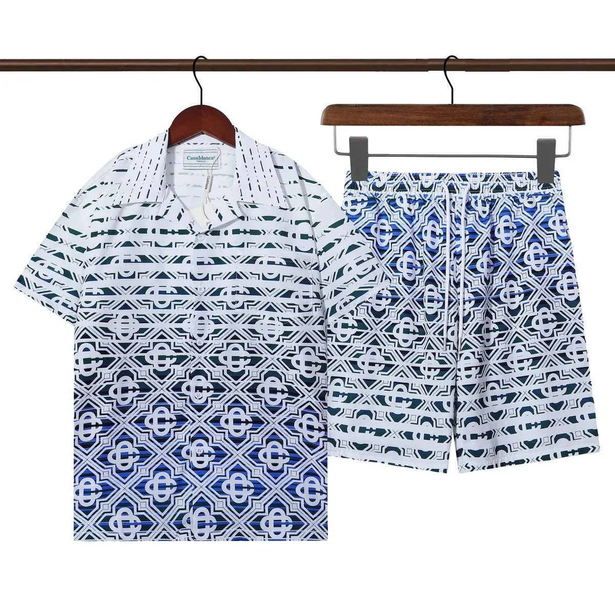 Casablanca Printed Shorts Set White/Blue Casual