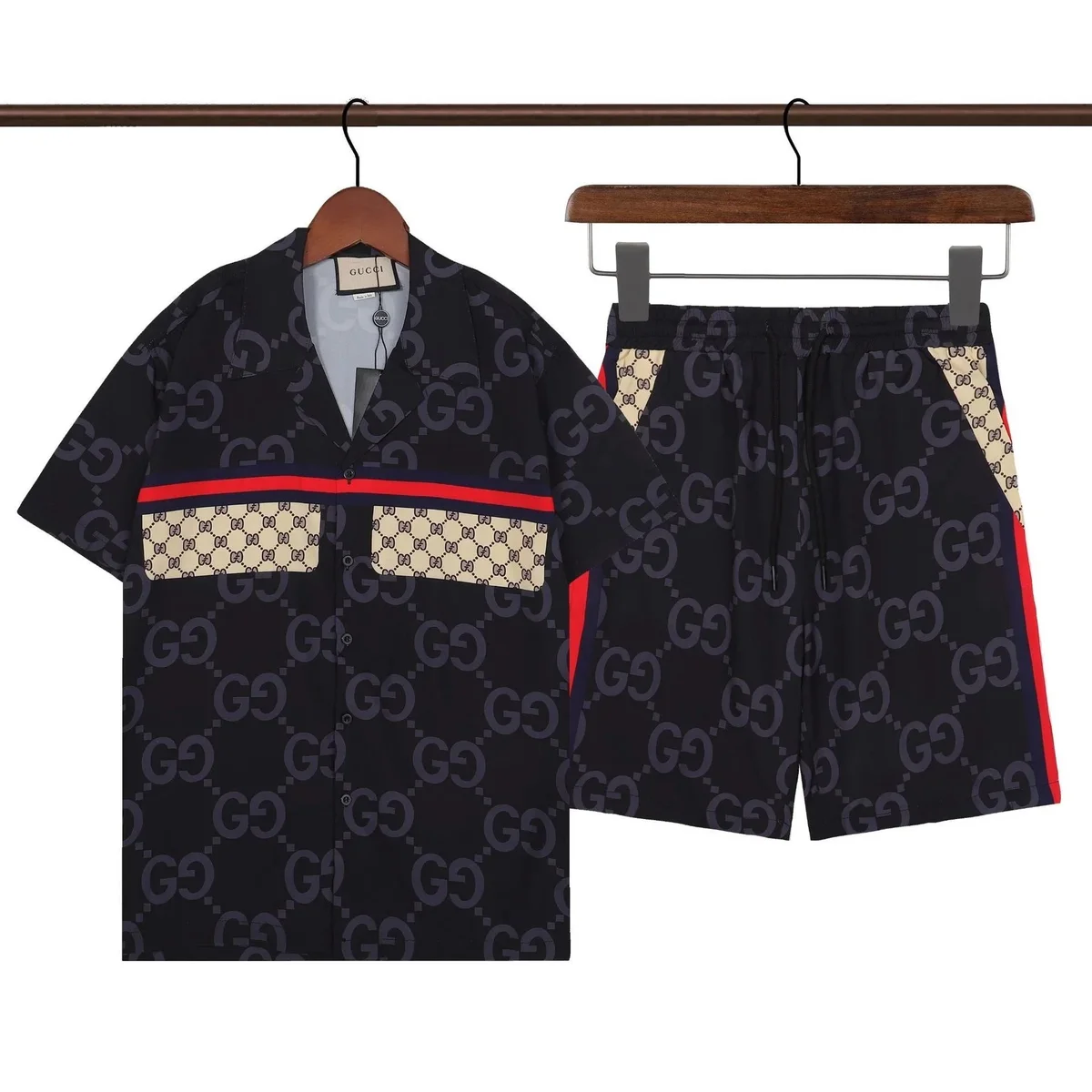Gucci Iconic GG Monogram Shorts Set Black